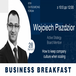 Buy tickets to Business Breakfast with Wojciech Pazdzior: How to keep company culture when scaling?: 